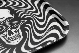 The Bryce Wong artist series cambro tray on a steel surface.