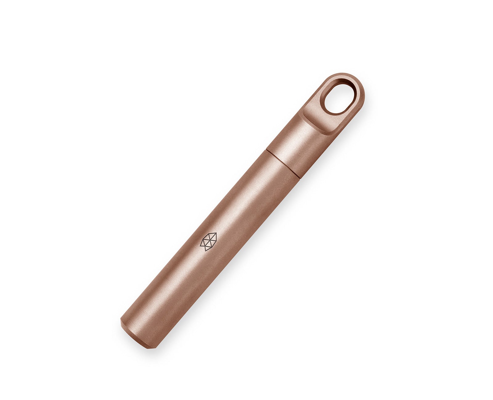 The Randolph EDC keychain cache in rose gold and black.
