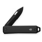 The Ellis Slim serrated EDC slip joint folding pocket knife in all black half open.