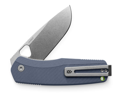 The Folsom Pro pocket knife in stonewash and tidal blue.