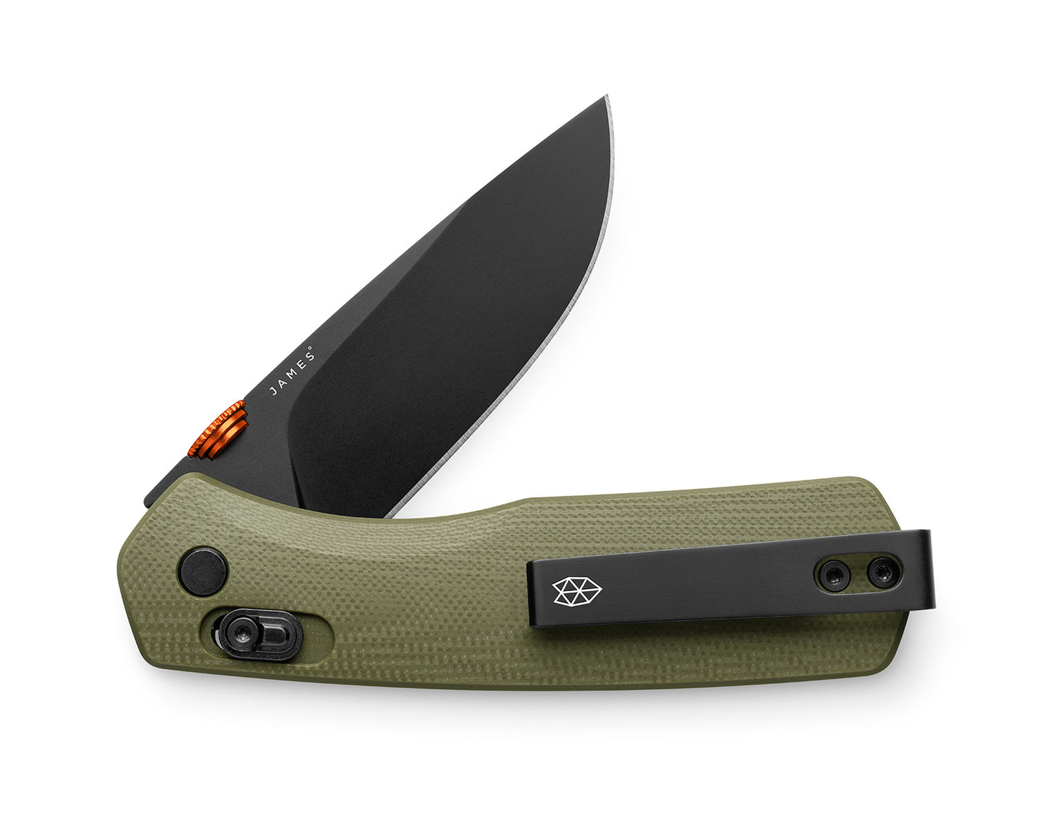 The Carter EDC pocket knife with a black blade and OD green handle.