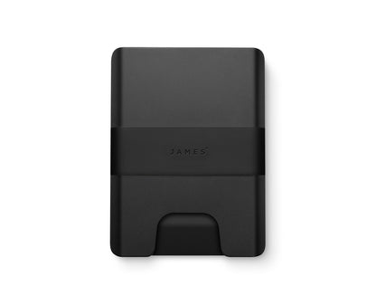 The Lowe minimalist card holder wallet in black and black.
