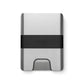 The Lowe minimalist card holder wallet in silver and black.