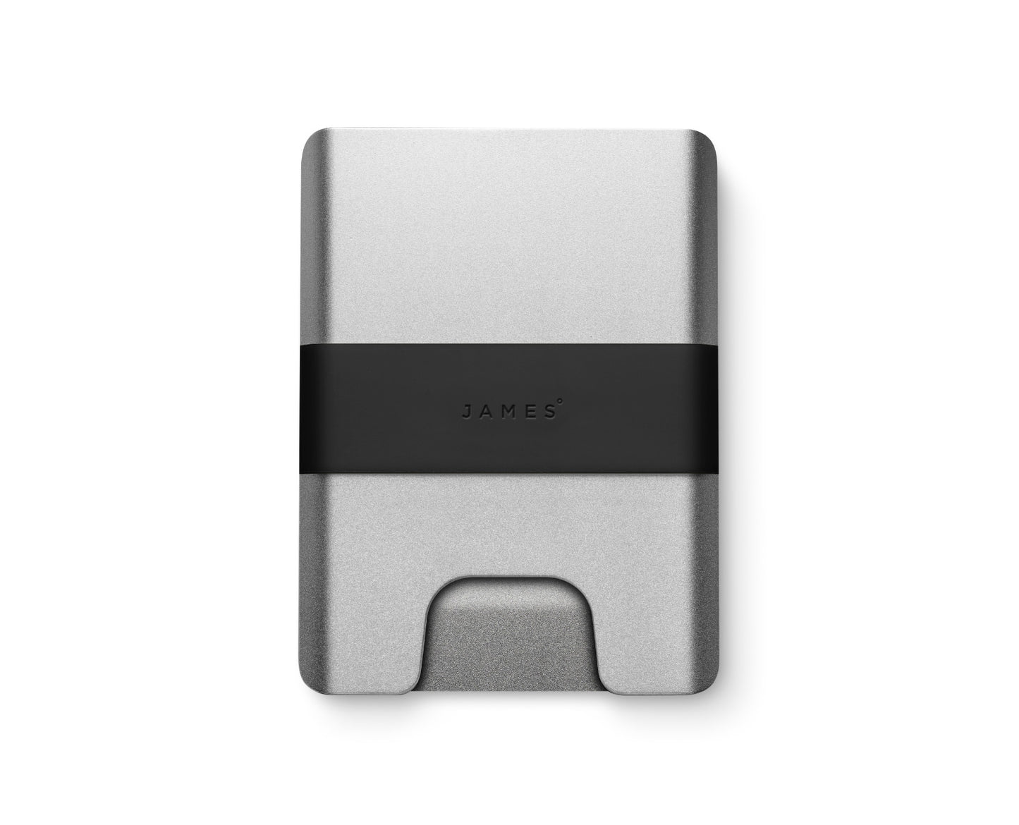 The Lowe minimalist card holder wallet in silver and black.
