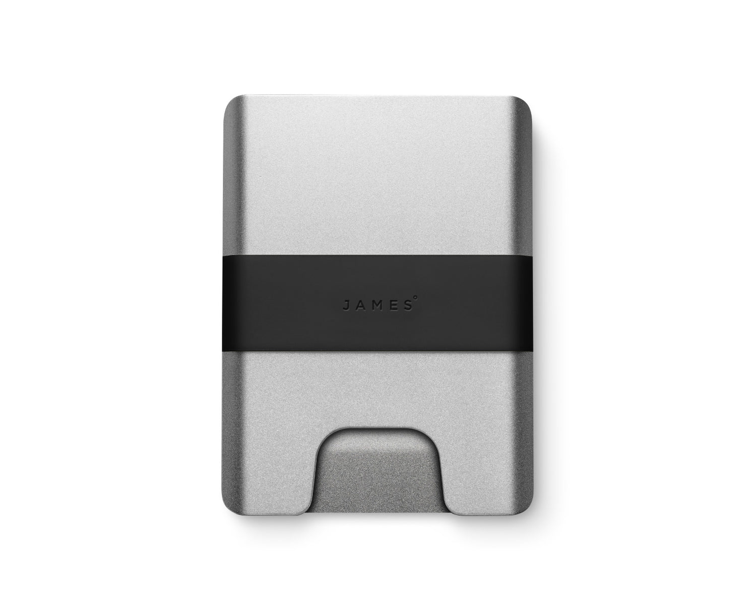 The Lowe minimalist card holder wallet in silver and black.