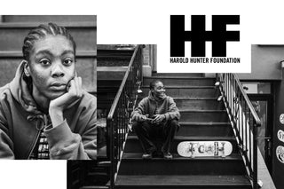 A collage of image with the Harold Hunter Foundation logo.