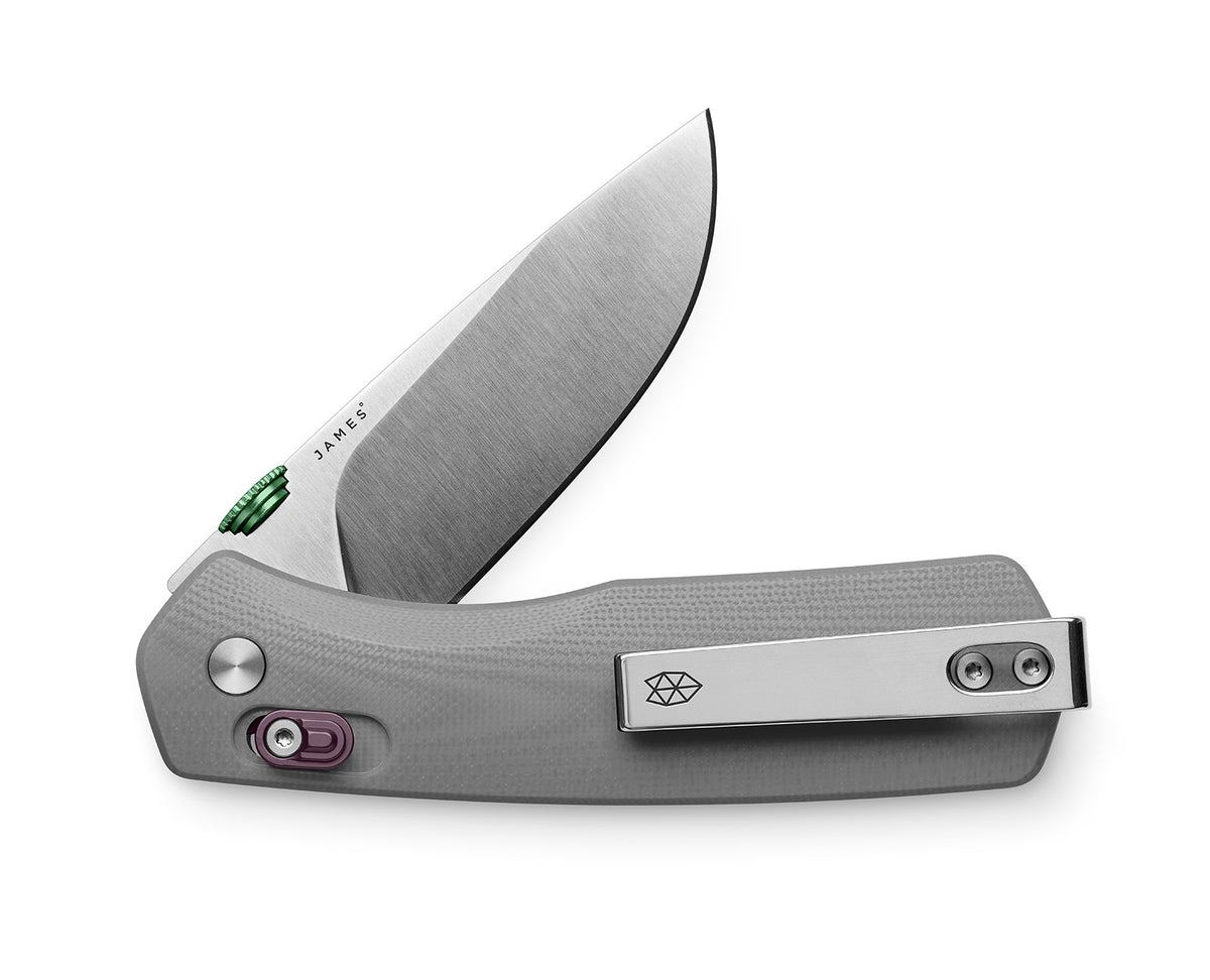 The Carter EDC slidelock pocket knife in primer gray and stainless.