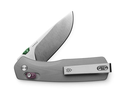 The Carter EDC slidelock pocket knife in primer gray and stainless.