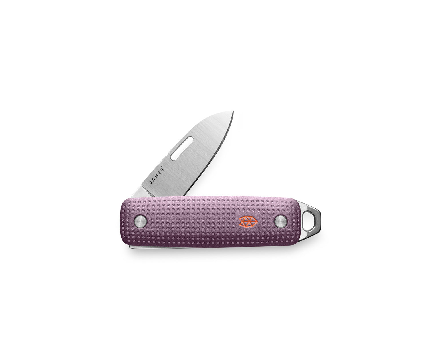 The Elko EDC keychain pocket knife in pink haze + stainless.