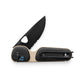 The Redstone EDC serrated slide lock adventure knife in Coyote Tan and black.