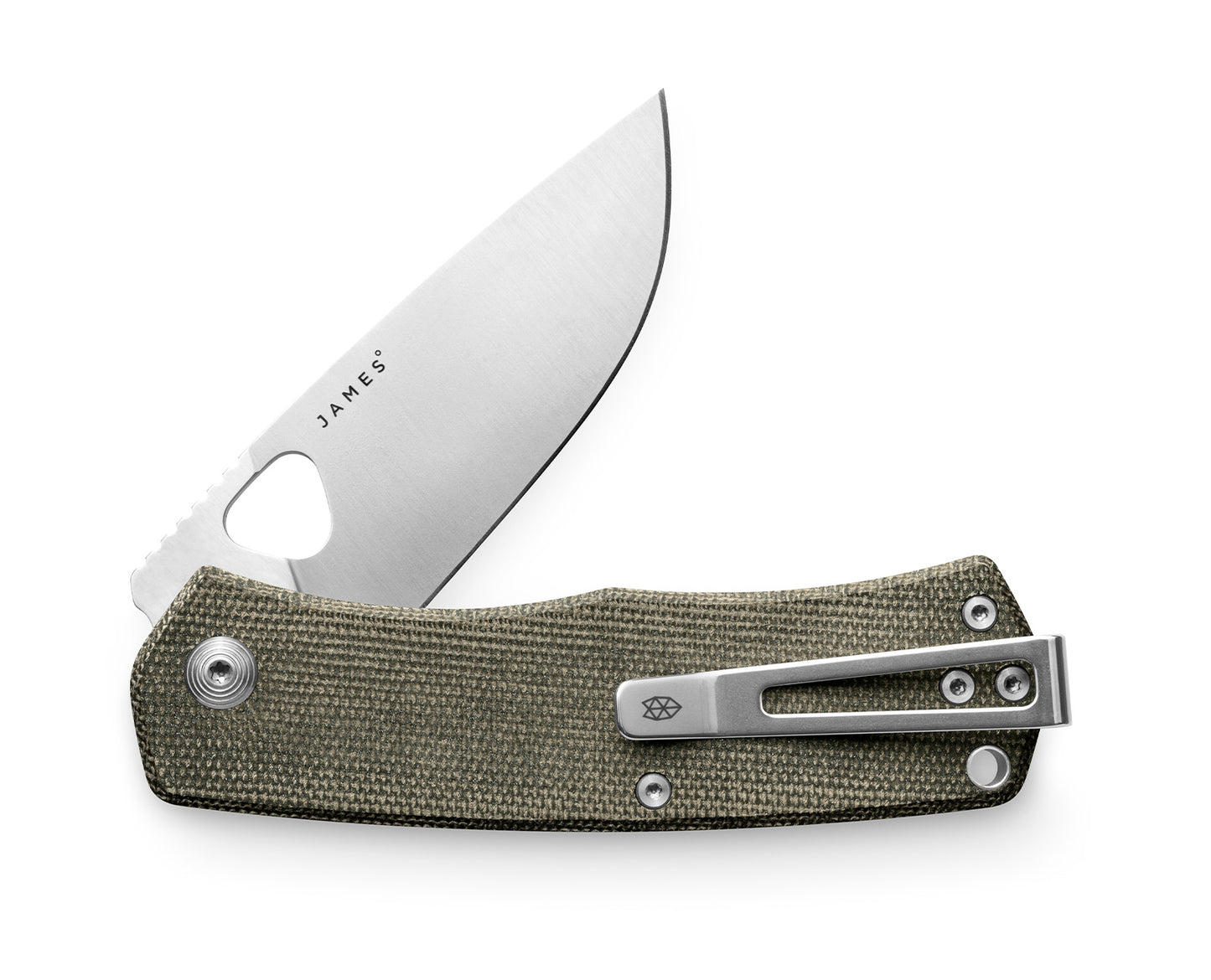 The Folsom EDC folding liner lock pocket knife with OD Green handle and stainless steel blade.