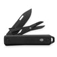 The Ellis EDC multi-tool knife with black handle and black tools.