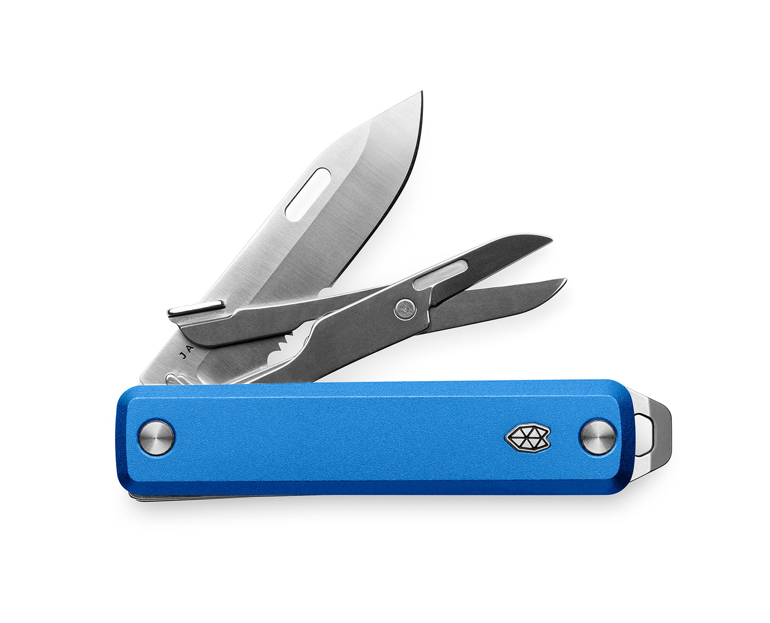 The Ellis EDC multi-tool folding pocket knife with a cerulean handle.