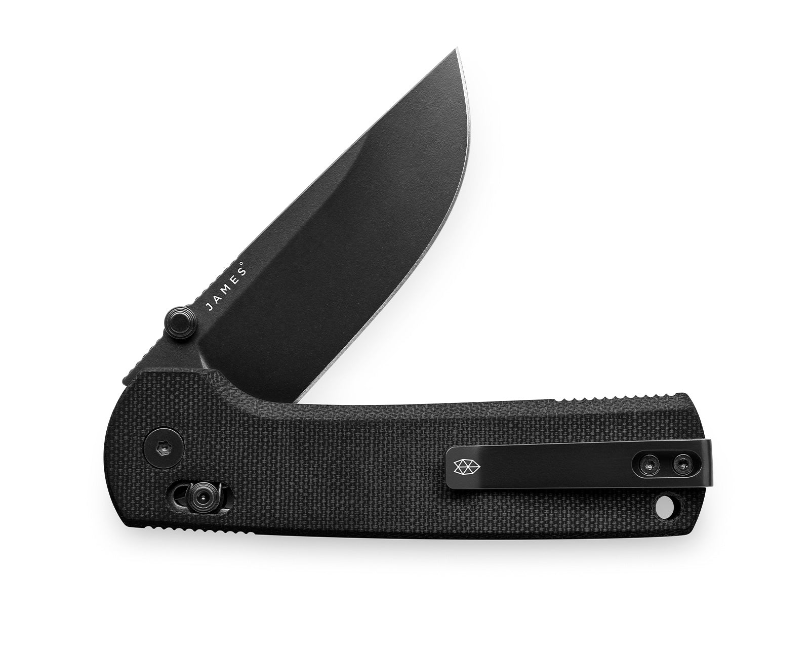 The made in the USA Kline EDC slide lock folding pocket knife with OD Green micarta handle and black magnacut steel blade.