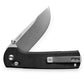 The made in the USA Kline EDC slide lock folding pocket knife with black micarta handle and magnacut steel blade.