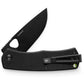The Folsom EDC folding liner lock pocket knife with a black handle and black blade.